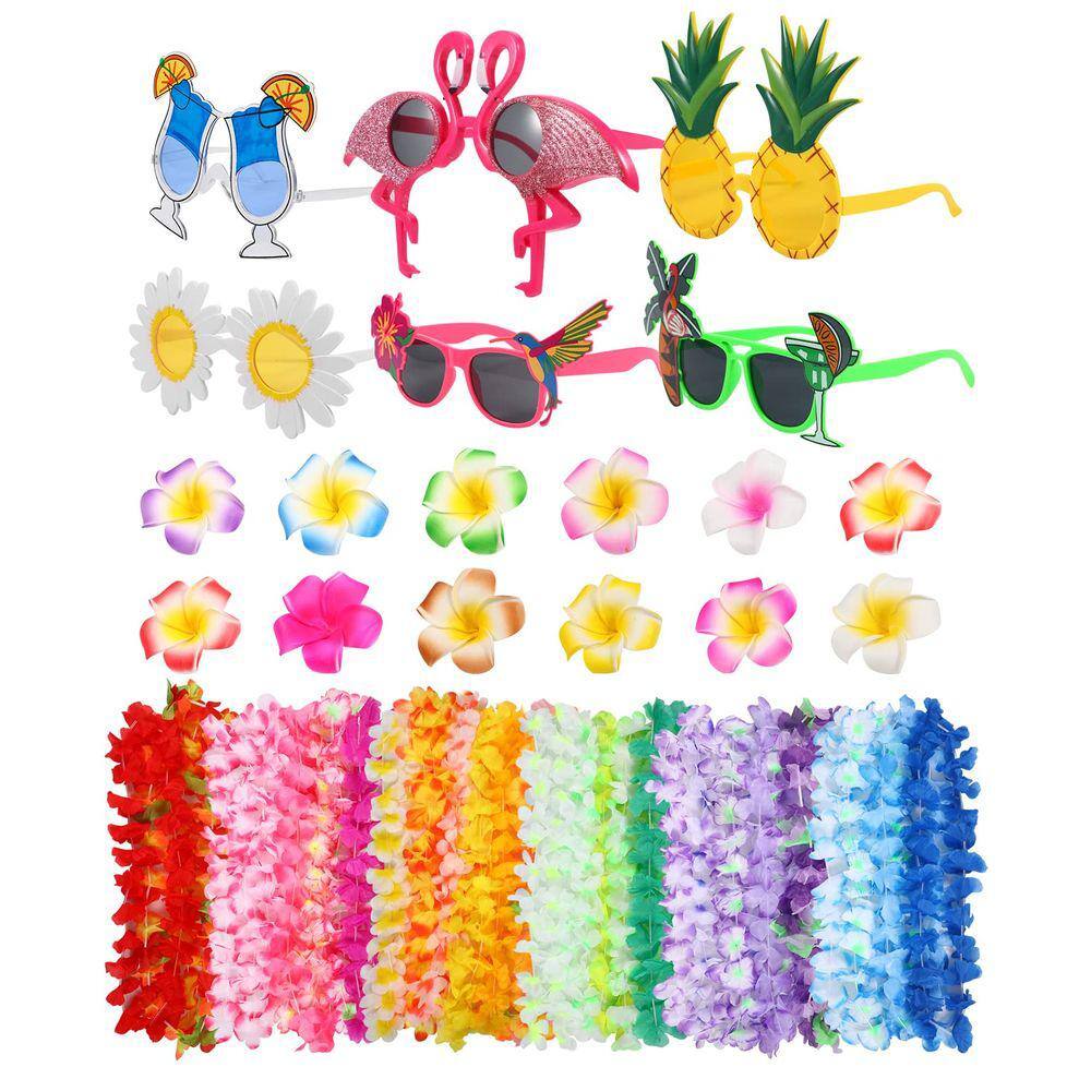 Conjunto de artigos de festa ALKNOT Hawaiian Leis com grampos de cabelo e vidro