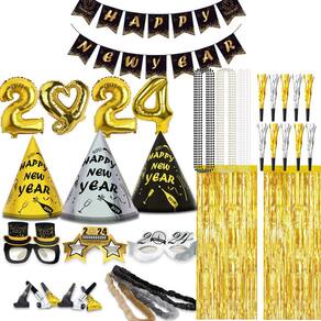 Kit de artigos de festa KINNJAS Feliz Ano Novo 2024 para 20 convidados
