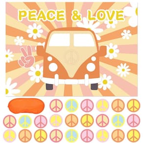 Jogo de festa JOARHONAL Pin the Peace Sign on the Hippie Van