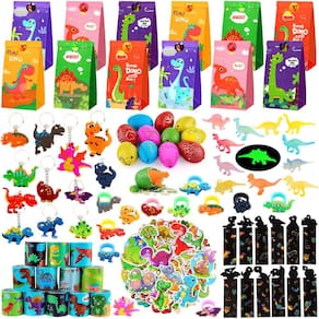 Lembrancinhas de festa Thesixowls Dinosaur Birthday 134 unidades para crianças de 3 a 12 anos
