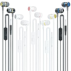 Fones de ouvido Wired Anniong, pacote de 5 com microfone, isolamento de ruído