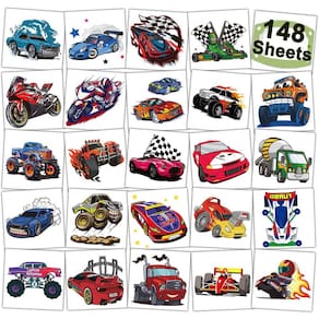Tatuagens temporárias CHARLENT 148 PCS Race Car & Monster Truck