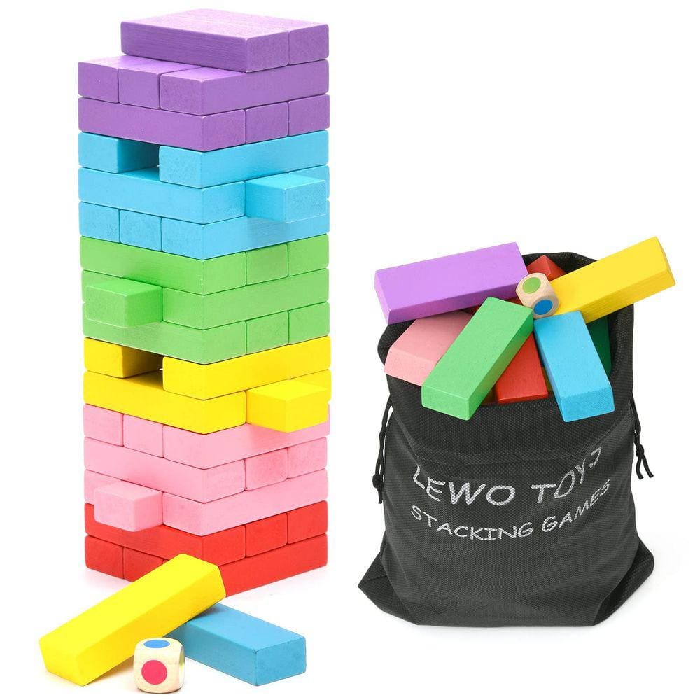 Jogo de tabuleiro de empilhamento de madeira Lewo Building Blocks 48 peças