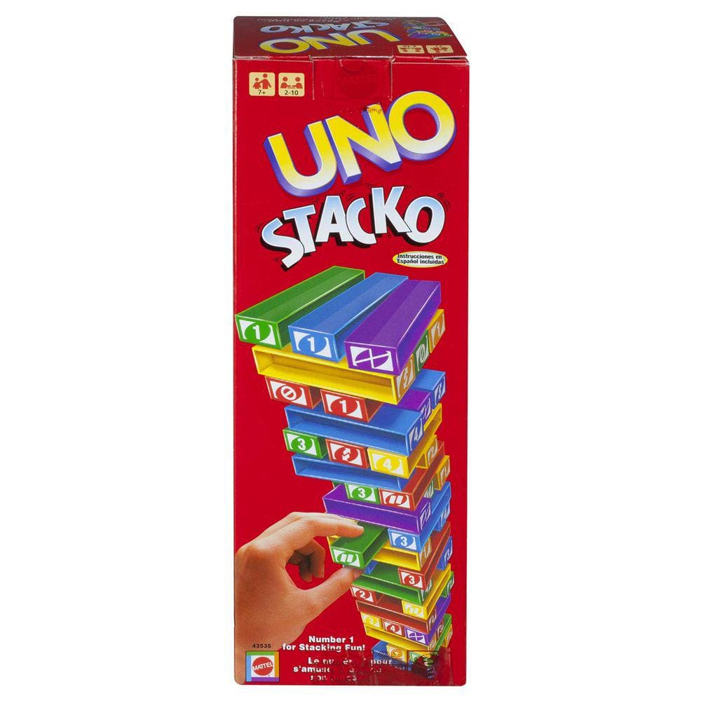 Jogo de empilhamento Mattel Games UNO Stacko para crianças de 7 anos ou mais com 4