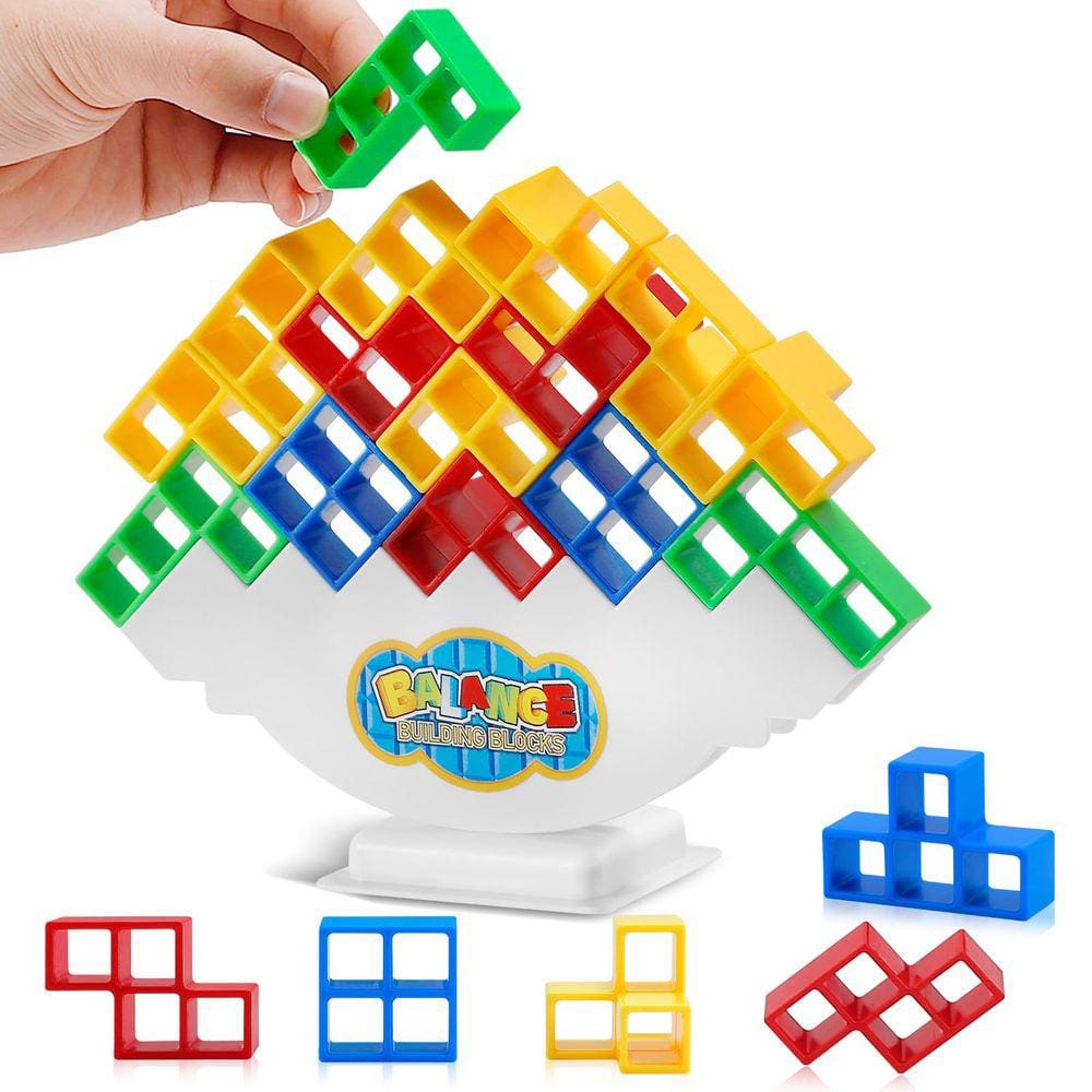 Bynleau Balance and Play — Jogo Tetra Tower Stacking Blocks, entretenimento divertido e educacional para crianças, jogos de tabuleiro para a família,