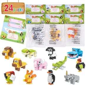 Presentes de Dia dos Namorados, blocos de construção de animais com cartões, 24 unidades