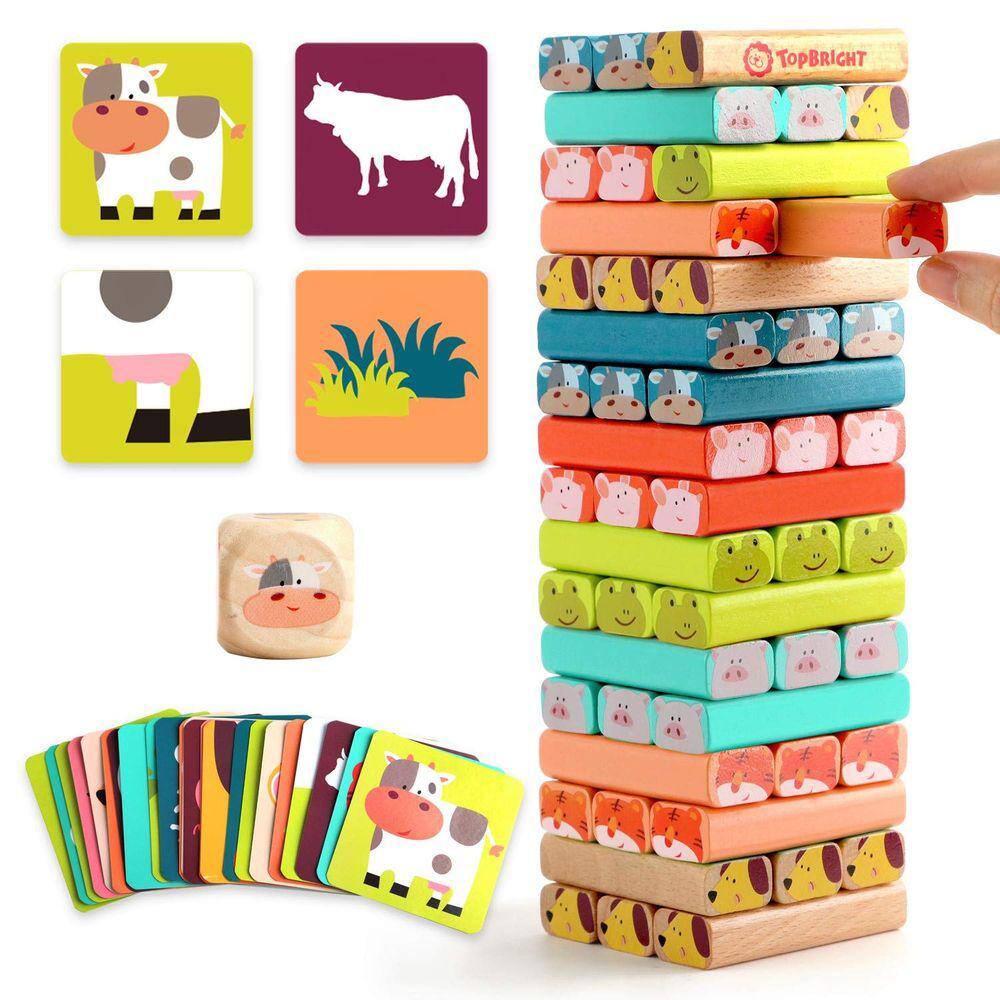 Jogo de tabuleiro empilhável TOP BRIGHT para crianças de 4 a 8 anos com 51 unidades