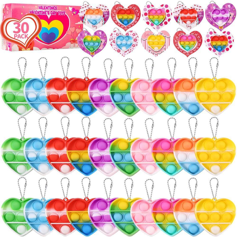 Presentes de Dia dos Namorados, 30 pacotes com chaveiro Heart Pop Fidget