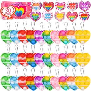 Presentes de Dia dos Namorados, 30 pacotes com chaveiro Heart Pop Fidget