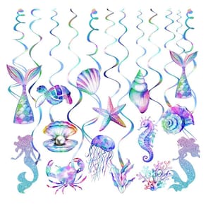Decorações de festa PERFQU Mermaid Hanging Swirl 30 unidades