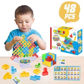 Jogo Tetra Tower Stacking Blocks IAUUR 48 unidades para crianças e adultos