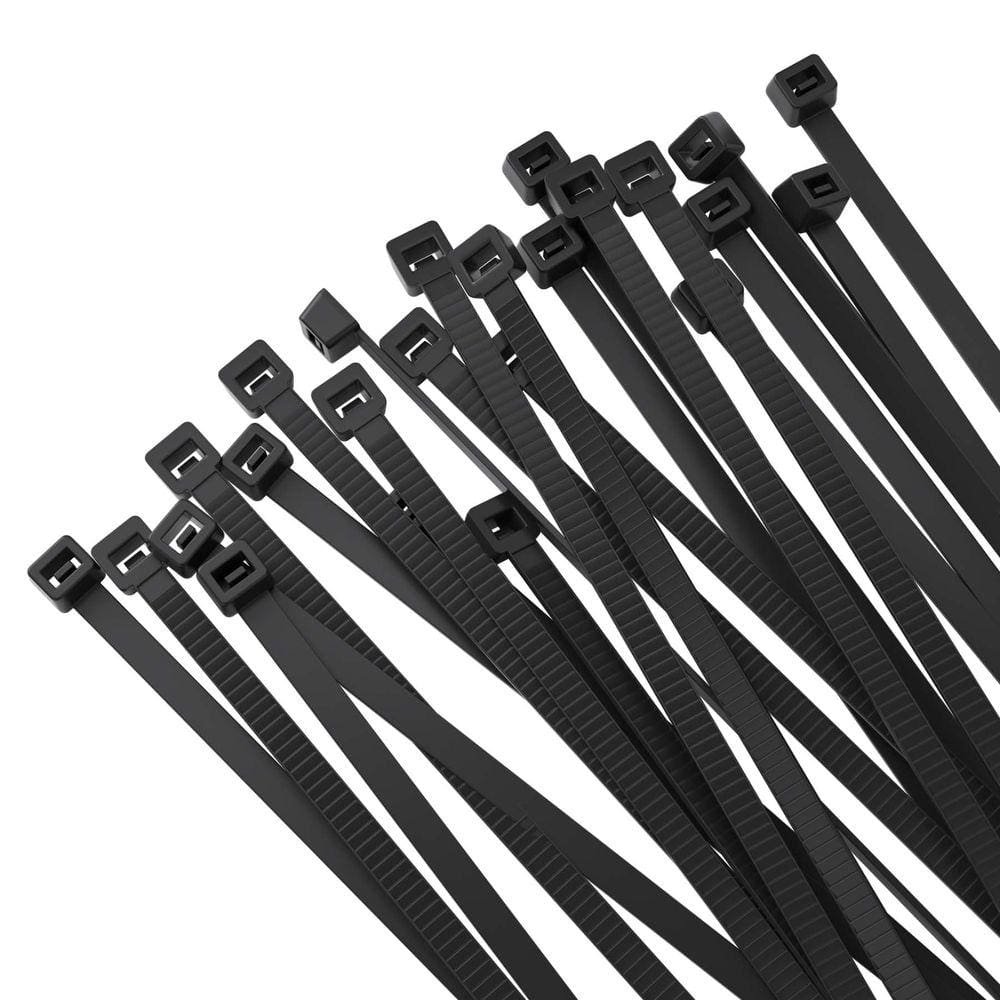 Abraçadeiras de cabo TEVADO, pacote com 100, nylon preto pesado de 30 cm