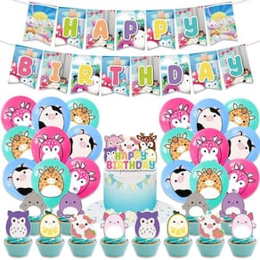Conjunto de suprimentos de festa e decorações de aniversário para meninas e meninos