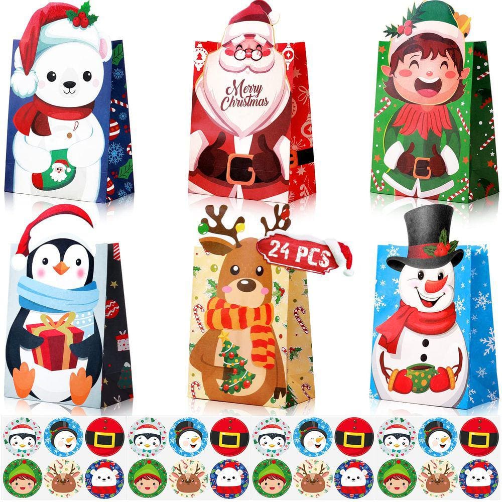 Sacos de presente de Natal TaoBary, 24 peças, sacolas de guloseimas para festas de Natal