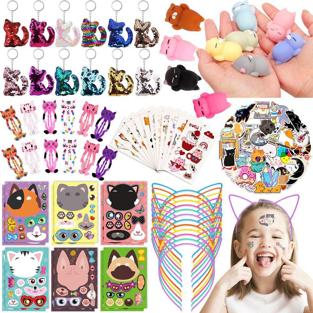 Conjunto de lembrancinhas para gatos, 122 unidades — Suplemento de festa de aniversário com tema de gato