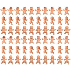 Mini pérola dourada para bebês de plástico para chá de bebê, 60 unidades