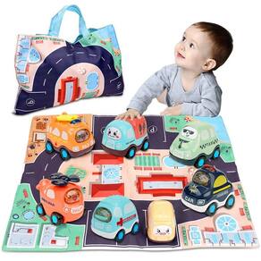 Conjunto de brinquedos Push and Go Cars com tapete de jogo/bolsa de armazenamento de 1 a 3 anos