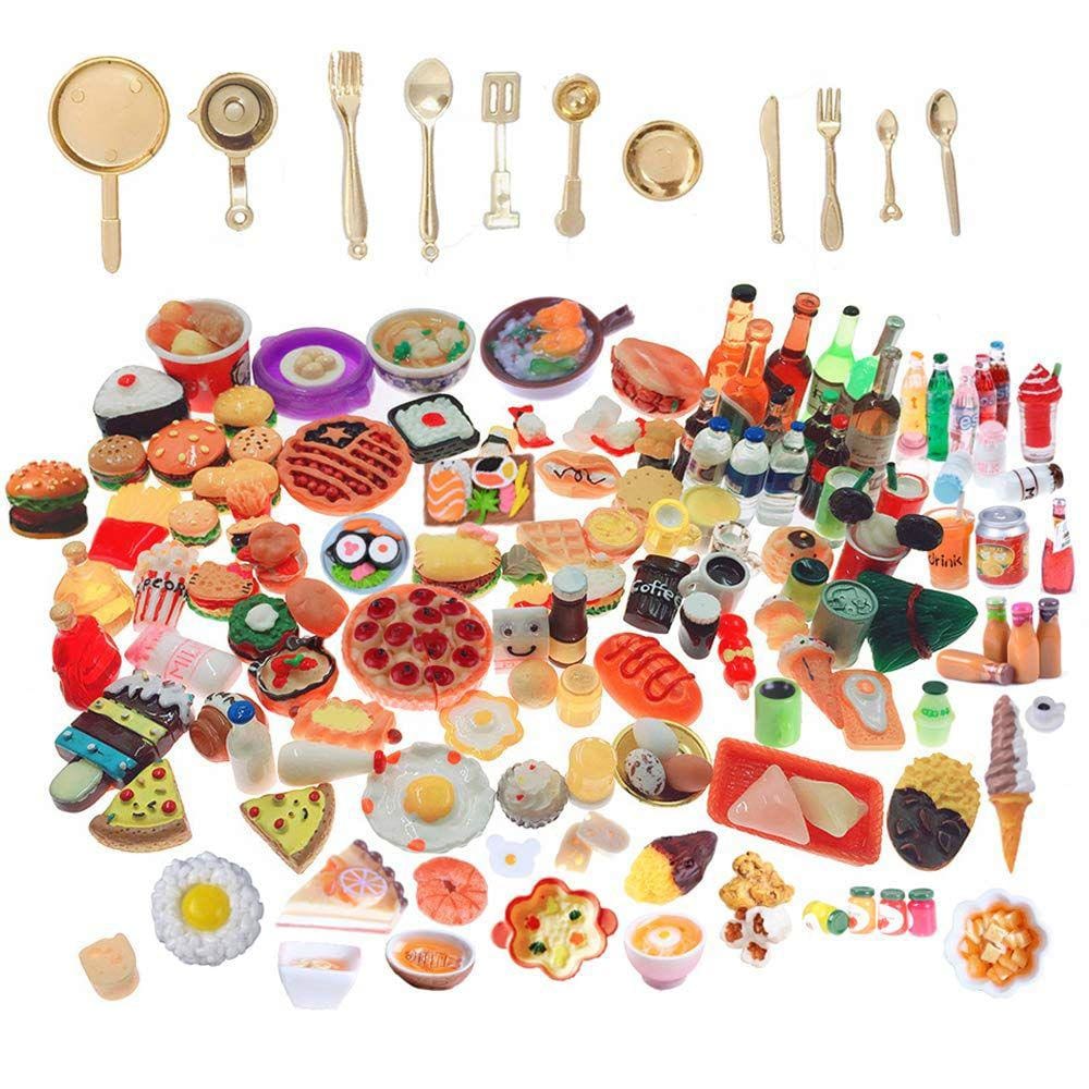 Brinquedos em miniatura para alimentos e bebidas SIX VANKA 110 unidades para Doll House