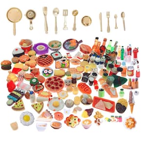 Brinquedos em miniatura para alimentos e bebidas SIX VANKA 110 unidades para Doll House