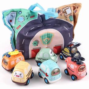 Toy Cars XQW Baby com bolsa de armazenamento, 6 unidades de 1 a 3 anos