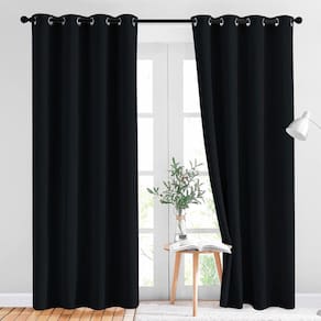 Cortinas Blackout NICETOWN Black 213 cm com isolamento térmico