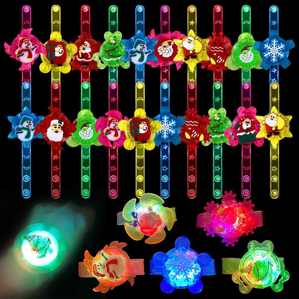 Brinquedos de Natal com pulseiras LED Fidget Spinner, pacote com 24 para crianças