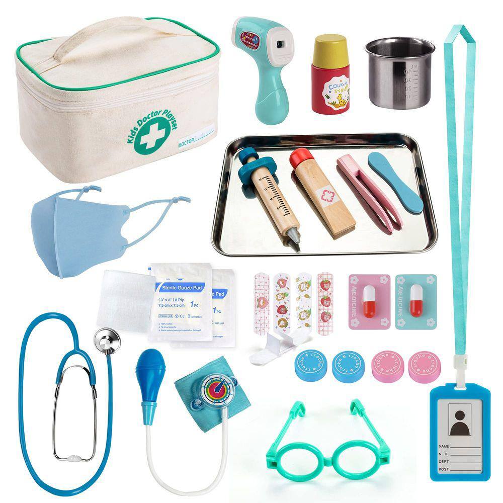 Kit médico EFOSHM Kids de 27 peças com estetoscópio e bolsa de mais de 3 anos