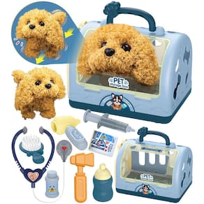 Pet Care Playset TEUVO Robot Dog Toys com kit veterinário para crianças