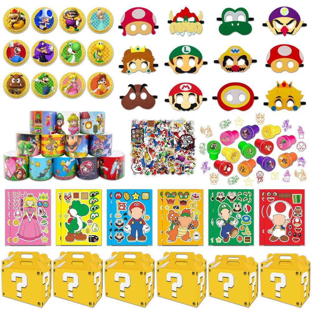 Conjunto de lembrancinhas de festa Mario 122 peças para festa de aniversário infantil