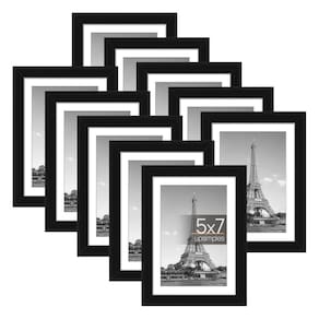 Porta-retratos upsimple, conjunto de 10 fotos pretas 5x7 com tapete 4x6