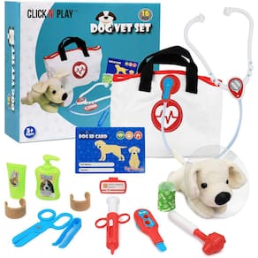 Conjunto de brinquedos veterinários Click N` Play Vet com brinquedo de pelúcia para cães para crianças