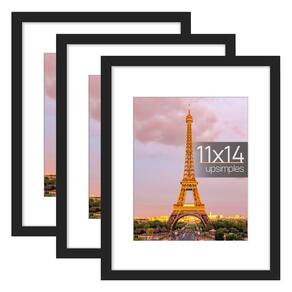 Conjunto simples de 3 porta-retratos pretos 11x14/8x10 com vidro