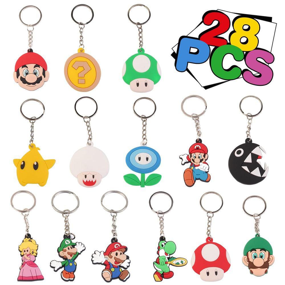 Conjunto de chaveiros Mario Theme, 28 peças, suprimentos para festas, presentes para crianças