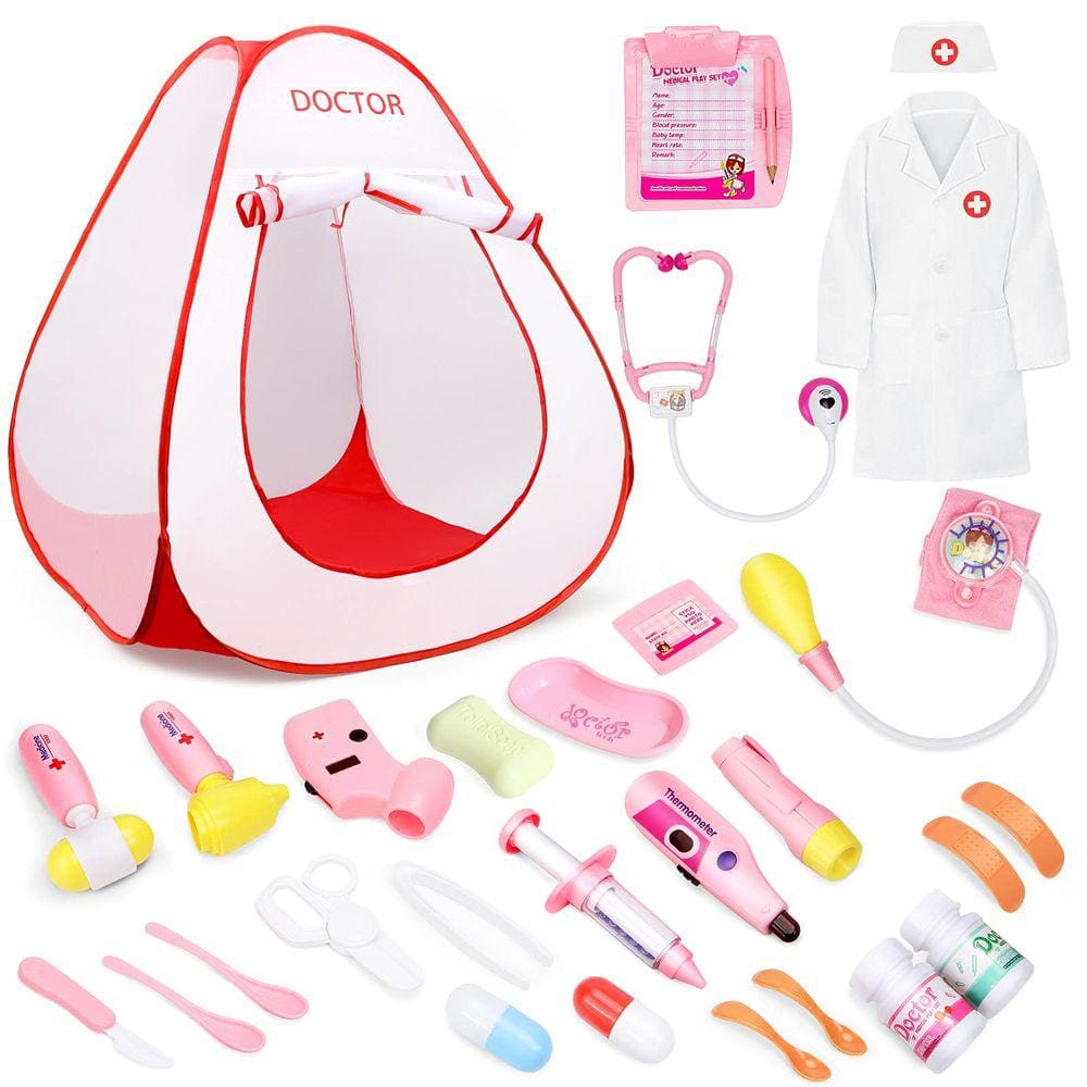 Kit médico Tuptoel para crianças com estetoscópio eletrônico, 30 unidades