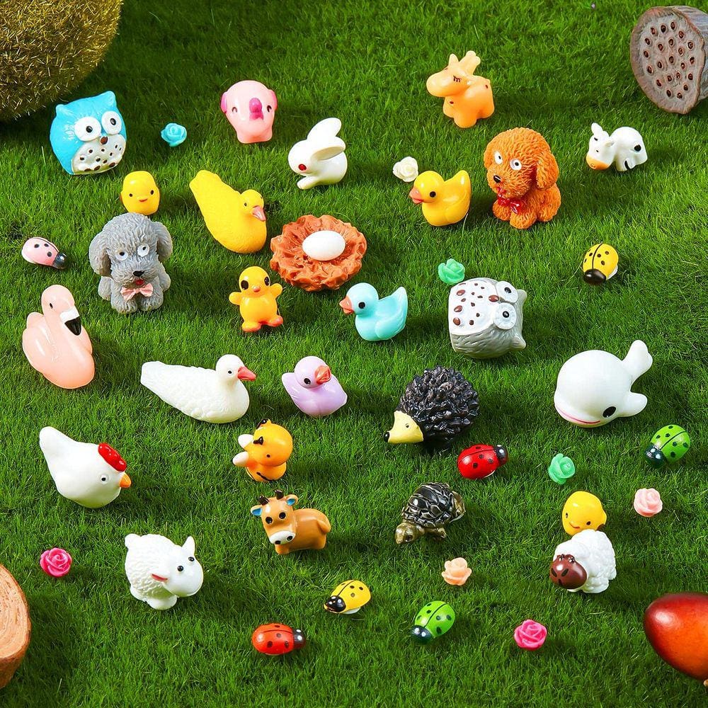 Mini conjunto de estatuetas de pato de resina Skylety, 100 peças para decoração