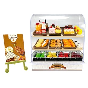 Estojo de padaria em miniatura, suporte para bolos, expositor com conjunto de alimentos