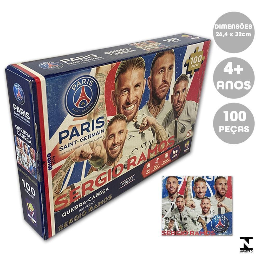 Quebra Cabeça Psg Sergio Ramos 100 Pcs Mimo Toys