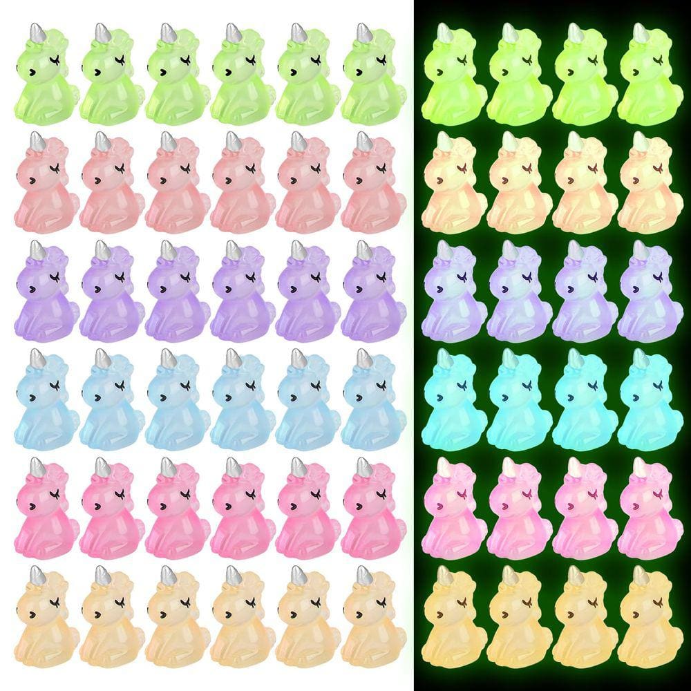 Ornament Fuyamp Luminous Mini Resin Unicorn 60 unidades Garden Dec
