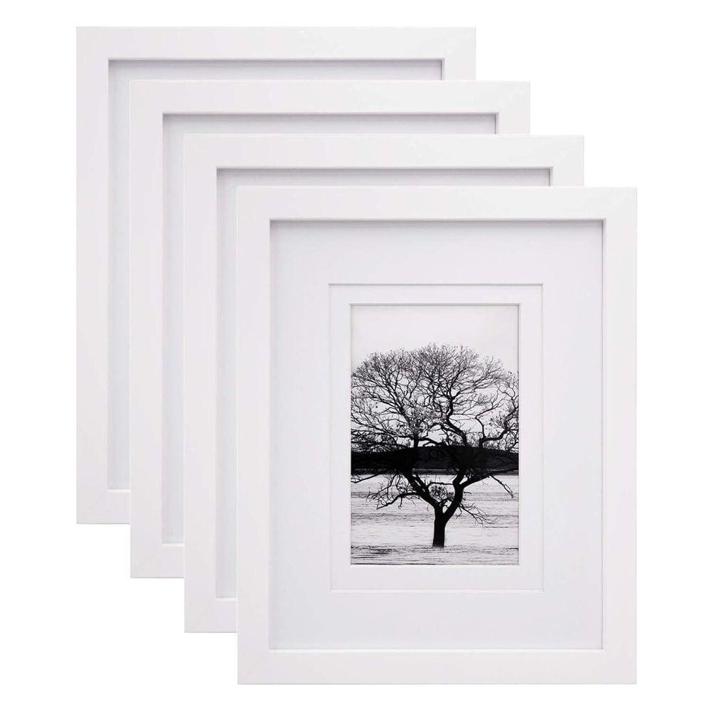 Conjunto de 4 porta-retratos Egofine 8x10 de madeira maciça branca