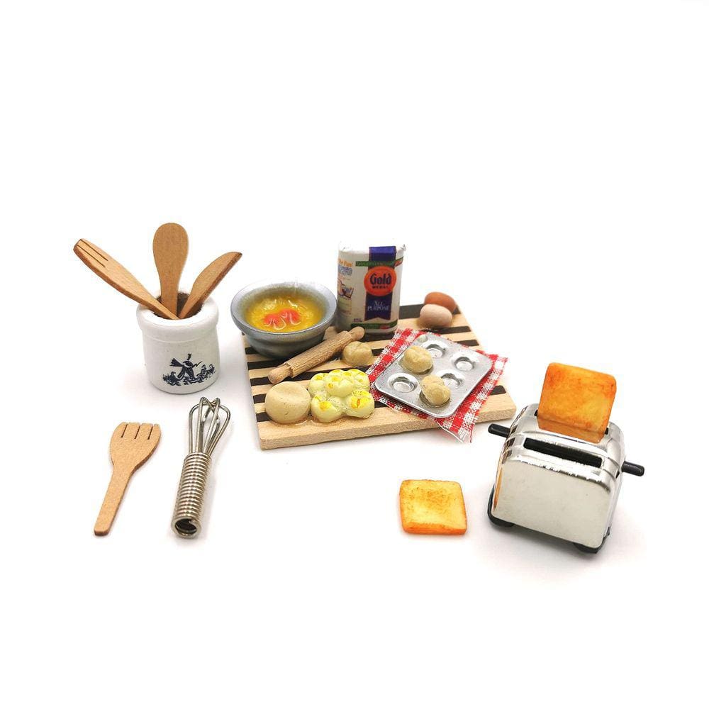 Conjunto de café da manhã SXFSE para acessórios de decoração Dollhouse 1:12