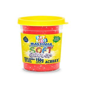 Massa De Modelar Amido 150G Acrilex Soft Glitter Vermelho