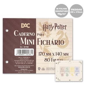 Refil Mini Fichário 17X14Cm 2 Furos 80Fls Harry Potter Dac