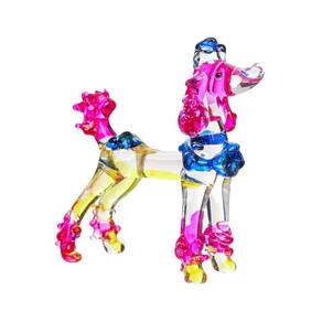 Decoração de vidro soprado à mão em miniatura Art Glass Poodle Dog