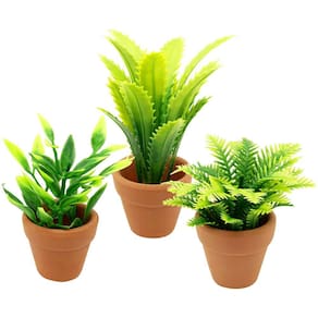 Conjunto de casa de bonecas 1:12 artificial com árvores de plantas em vasos em miniatura