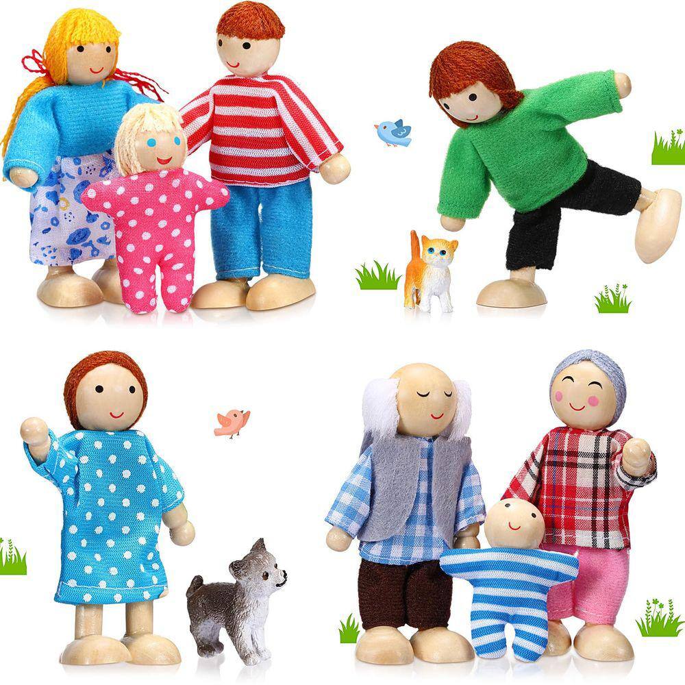 Conjunto de casa de bonecas de madeira Skylety Pretty Style com 10 figuras