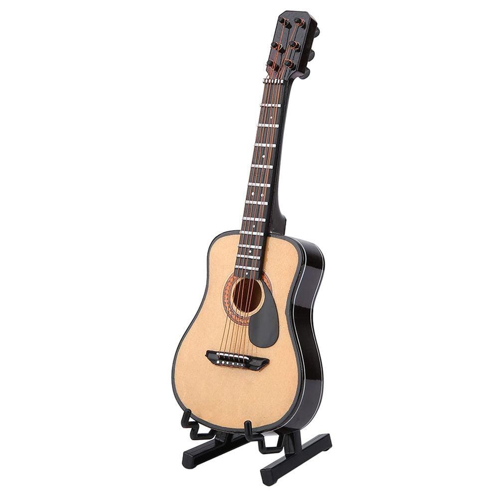 Guitarra em miniatura modelo Estink com suporte e caixa de armazenamento