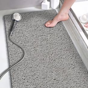 Tapete de banho Godehone Non Slip PVC Loofah 40x92cm cinza
