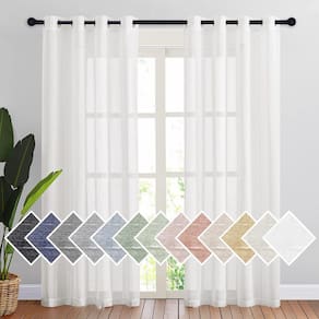 Cortinas NICETOWN White Sheer Linen 214 cm de comprimento 2 painéis
