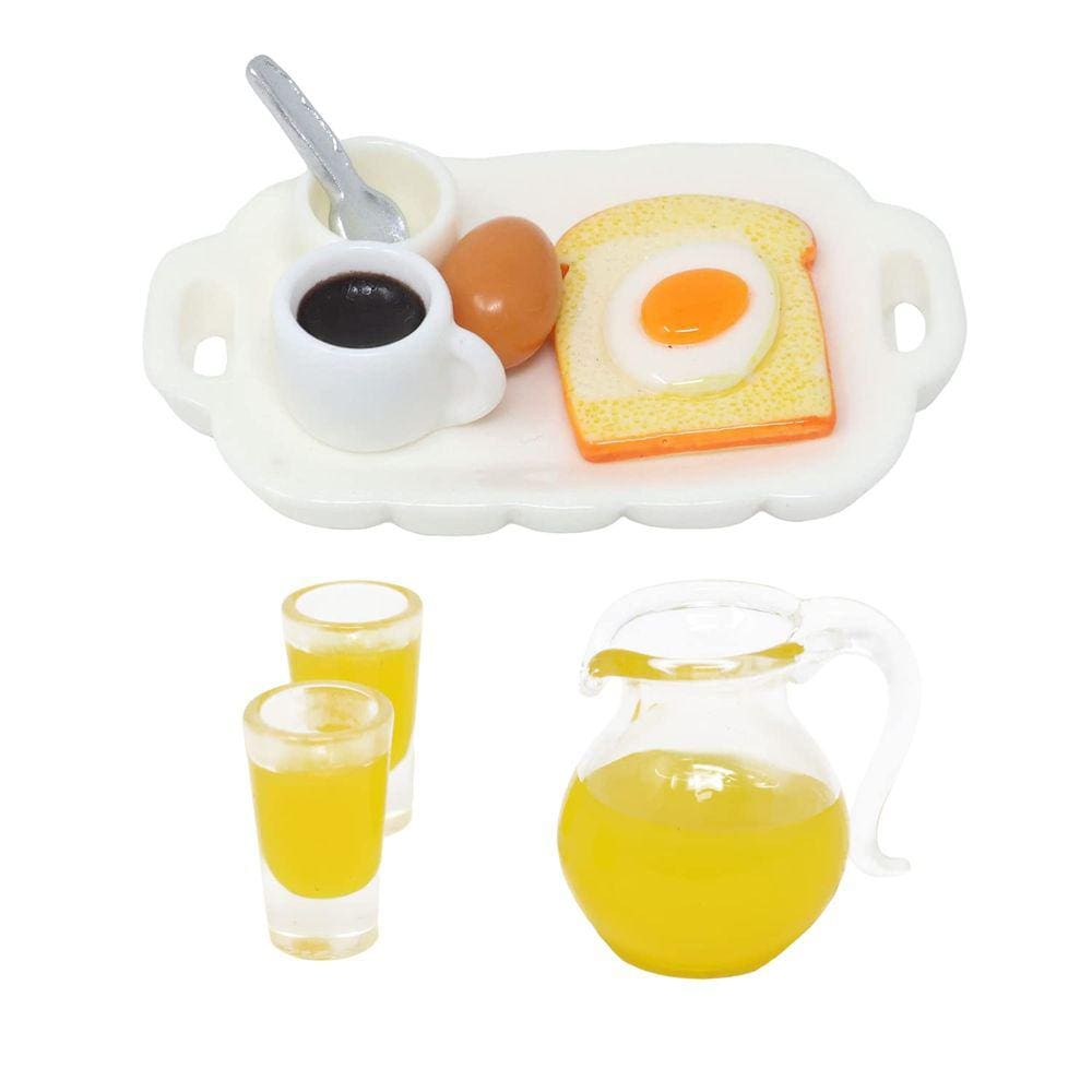 Conjunto de café da manhã em miniatura HONBAY Plastic Mini Fake Food Model