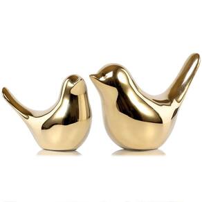 Ornamentos decorativos FANTESTICRYAN Small Birds Statues Gold